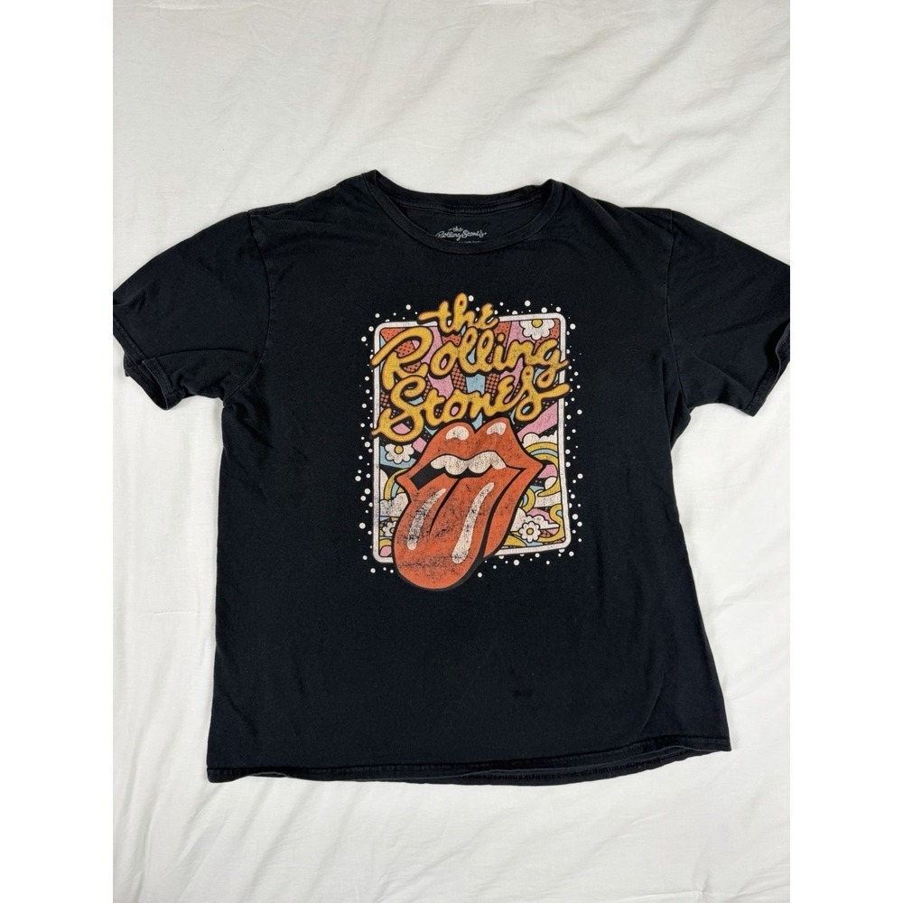 The Rolling Stones Graphic Short Sleeve Cotton T-Shirt Men L Black Rock Retro